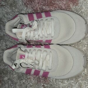 Adidas Women's Pink and White Sneakers